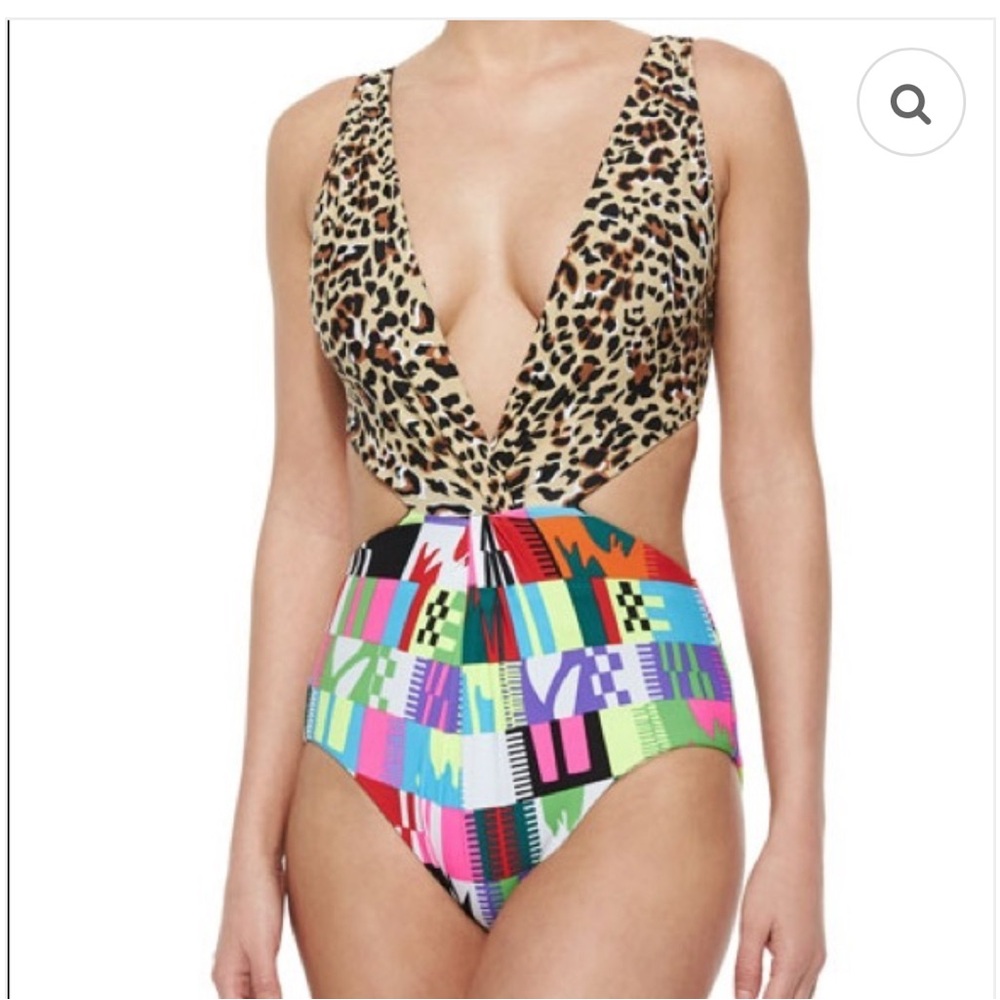 Mara Hoffman Leopard and Multicolor One Piece Swimsuit